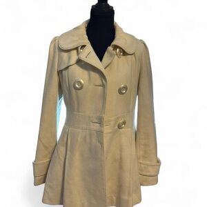 Guess Women's Cream Double-Breasted Coat